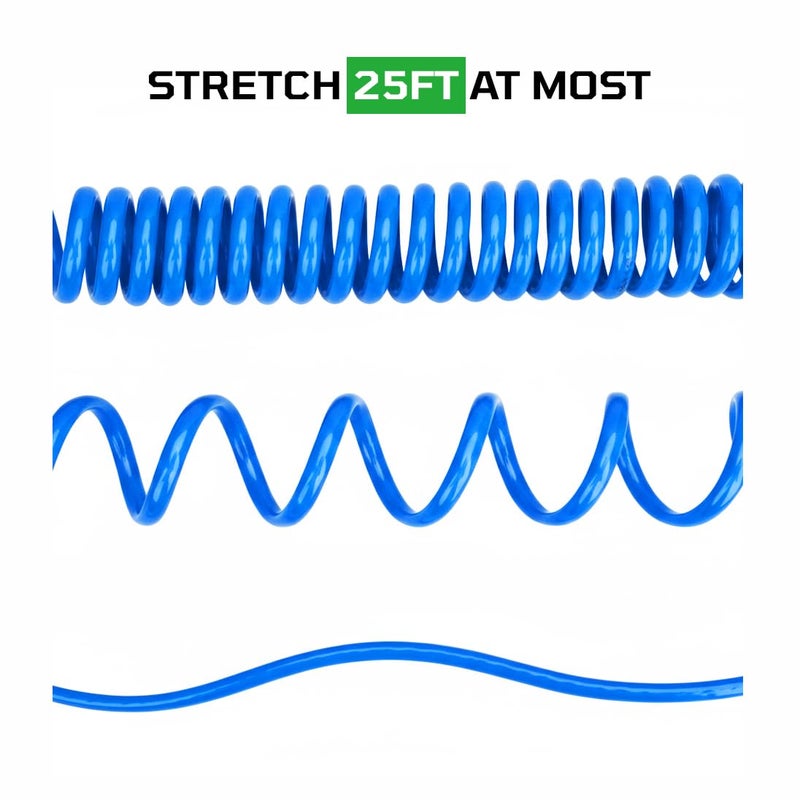 DYNAMIC POWER 25 Feet PU Recoil Air Hose With 1/4" MNPT Swivel Ends And Bend Restrictor Fittings (120 PSI) - Image 3